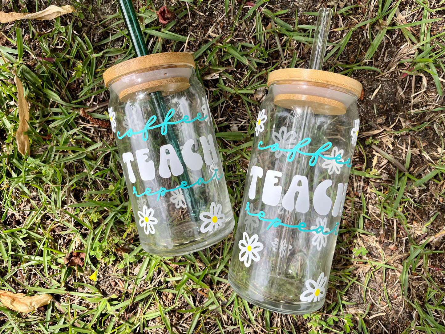Coffee Teach Repeat Glass